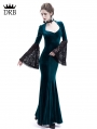 Blue Velvet Dark Queen Morticia Addams Gothic Victorian Dress