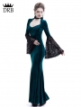 Blue Velvet Dark Queen Morticia Addams Gothic Victorian Dress