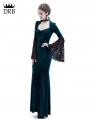 Blue Velvet Dark Queen Morticia Addams Gothic Victorian Dress