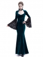 Blue Velvet Dark Queen Morticia Addams Gothic Victorian Dress