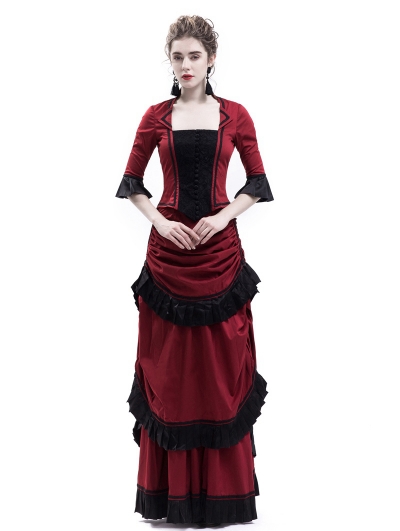 Red Victorian Bustle Dress