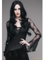 Black Romantic Gothic Sexy Flower Lace Shirt for Women