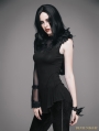 Black Romantic Gothic One Sleeve Shirt for Women