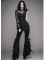 Black Romantic Gothic One Sleeve Shirt for Women