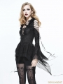 Black Gothic Sexy Deep V-Neck Lace Flower Shirt for Women