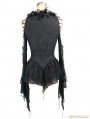 Black Gothic Sexy Deep V-Neck Lace Flower Shirt for Women