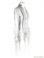 White Gothic Sexy Deep V-Neck Lace Blouse for Women