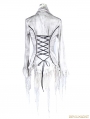 White Gothic Sexy Deep V-Neck Lace Blouse for Women