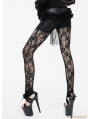 Black Gothic Rose Pattern Lace Legging for Women