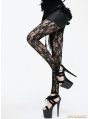 Black Gothic Rose Pattern Lace Legging for Women