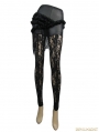 Black Gothic Rose Pattern Lace Legging for Women