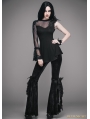 Black Vintage Gothic Velvet Flared Trousers for Women