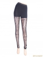 Black Vintage Pattern Gothic Leggings for Women