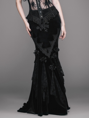 Romantic Gothic Flower Fishtail Skirt