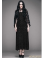 Romantic Black Gothic Dress with Detachable Lace Shawl