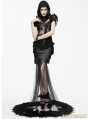 Fashion Black Gothic Feather Fishtail Skirt