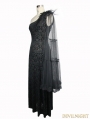 Black Gothic Goddess One-Shoulder Dress