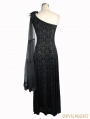 Black Gothic Goddess One-Shoulder Dress