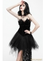 Black Gothic Feather Lace Short Dress