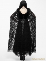 Black Romantic Long Gothic Dress with Lace Cape