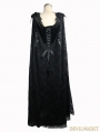 Black Romantic Long Gothic Dress with Lace Cape