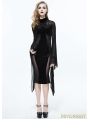 Black Gothic Long Trumpet Sleeves Sexy Velvet Dress