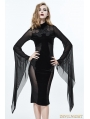 Black Gothic Long Trumpet Sleeves Sexy Velvet Dress