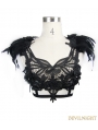 Black Gothic Feather Harness Bra