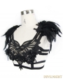 Black Gothic Feather Harness Bra