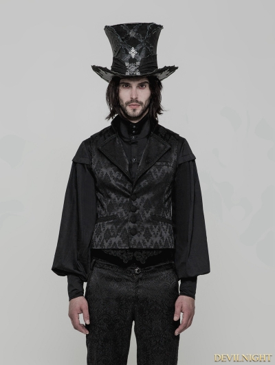 Black Gothic Gorgeous Jacquard Vest for Men