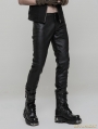 Black Gothic Punk Heavy Metal PU Trousers for Men