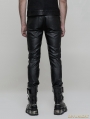 Black Gothic Punk Heavy Metal PU Trousers for Men
