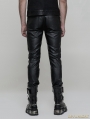 Black Gothic Punk Heavy Metal PU Trousers for Men