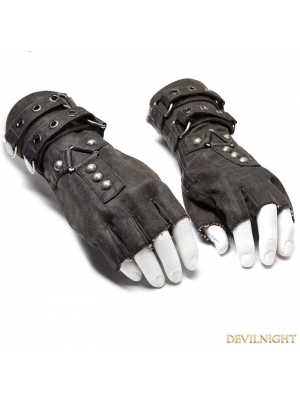 Grey Steampunk Gloves for Men