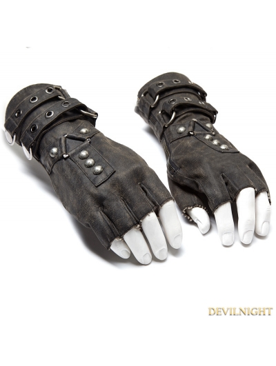Grey Steampunk Gloves for Men Devilnight