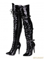 Gothic Punk High Heel PU Leather Over knee Lace up Boots 