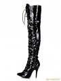 Gothic Punk High Heel PU Leather Over knee Lace up Boots 