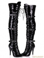 Gothic Punk High Heel PU Leather Over knee Lace up Boots 