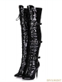 Gothic Punk High Heel PU Leather Over knee Lace up Boots 