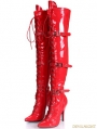 Gothic Punk High Heel PU Leather Over knee Lace up Boots 