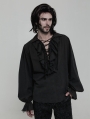 Black Steampunk Long Sleeve Shirt for Men