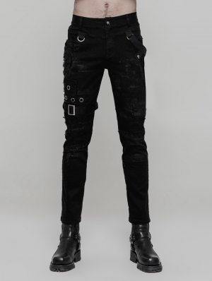 Black Gothic Punk Personality Vintage Trousers for Men