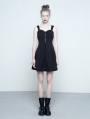 Black Gothic Chiffon A-Line Pleated Dress
