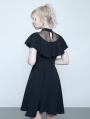 Black Summer Gothic Short Lotus Leaf Dress