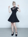 Black Summer Gothic Short Lotus Leaf Dress