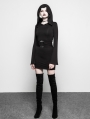 Black Gothic Witch Belt Short Hooded Dress