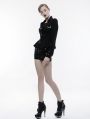 Black Gothic Military Uniform Long Sleeve Shirt for Women