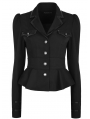 Black Gothic Military Uniform Long Sleeve Shirt for Women