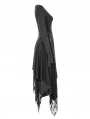 Black Gothic Punk Knitted Decadent Asymmetric Dress