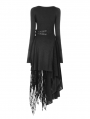 Black Gothic Punk Knitted Decadent Asymmetric Dress
